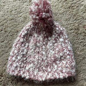 Pink and White Pom Pom Beanie